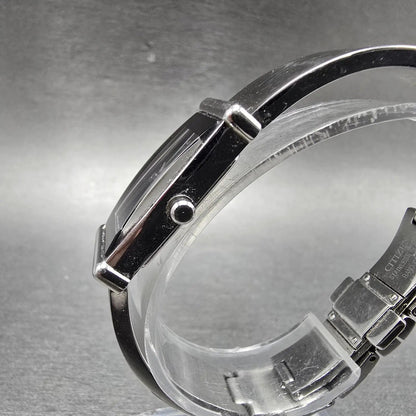 Citizen Eco-Drive Tank Watch Women 14mm Black Dial Silver Tone G620-S033730 Runs2