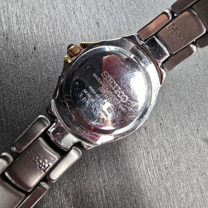 Seiko Watch Women 21mm Blue Dial Two Tone Round 1N01-0CW0 New Battery Vintage10