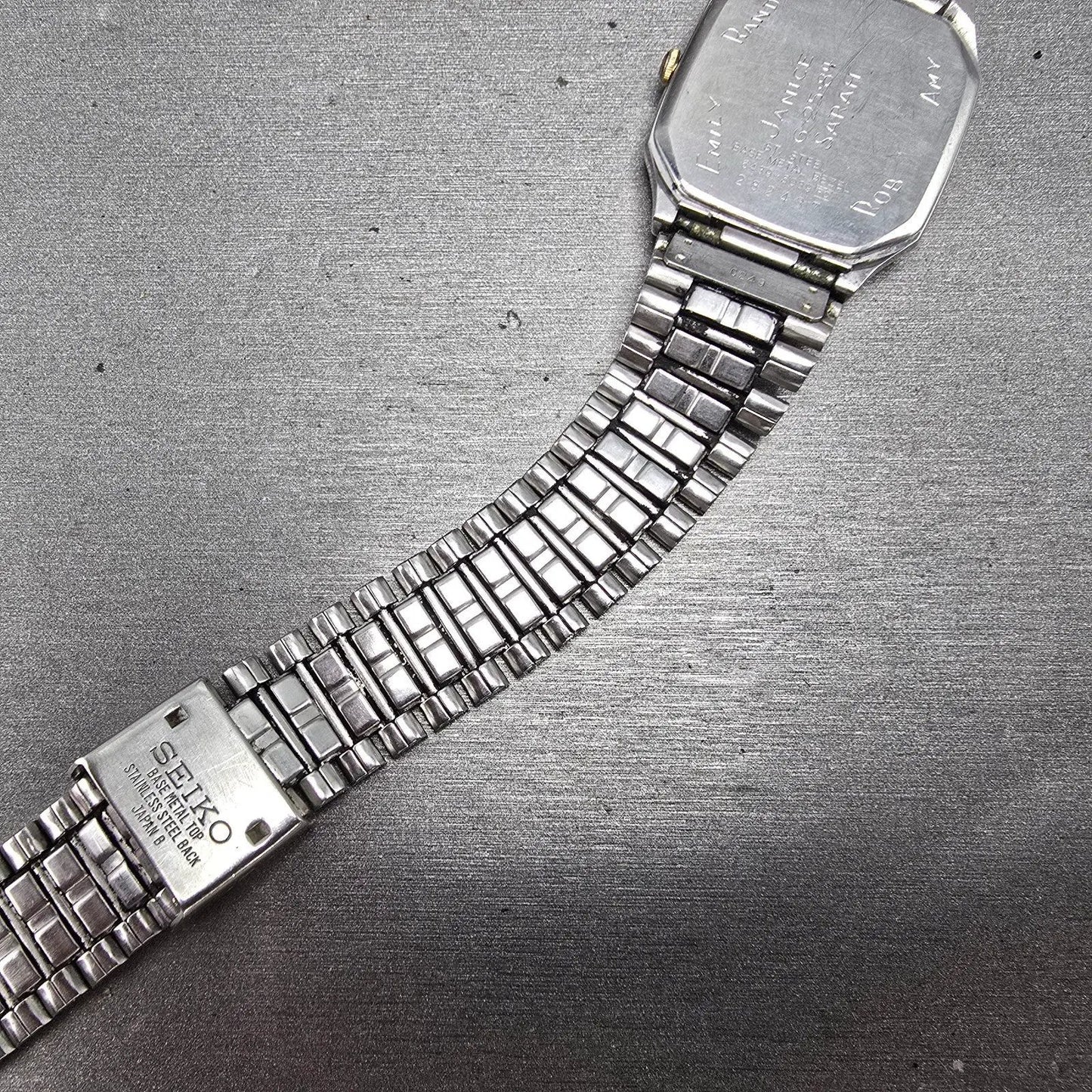 Seiko Watch Men 29mm Silver Dial Two Tone Date Octagon 6439-5039 PARTS Vintage15