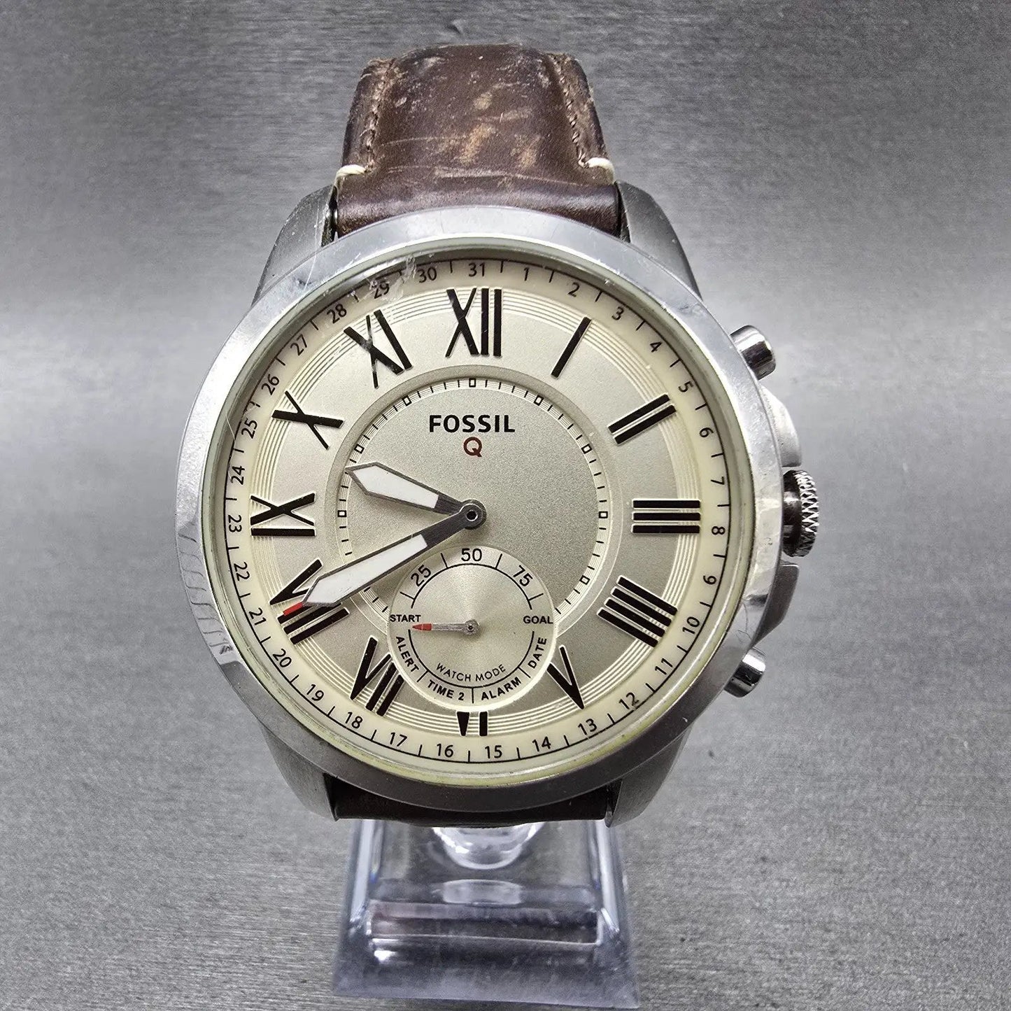 Fossil Q Grant Watch Men 44mm Cream Dial Stainless Steel FTW118 Round New Batt0