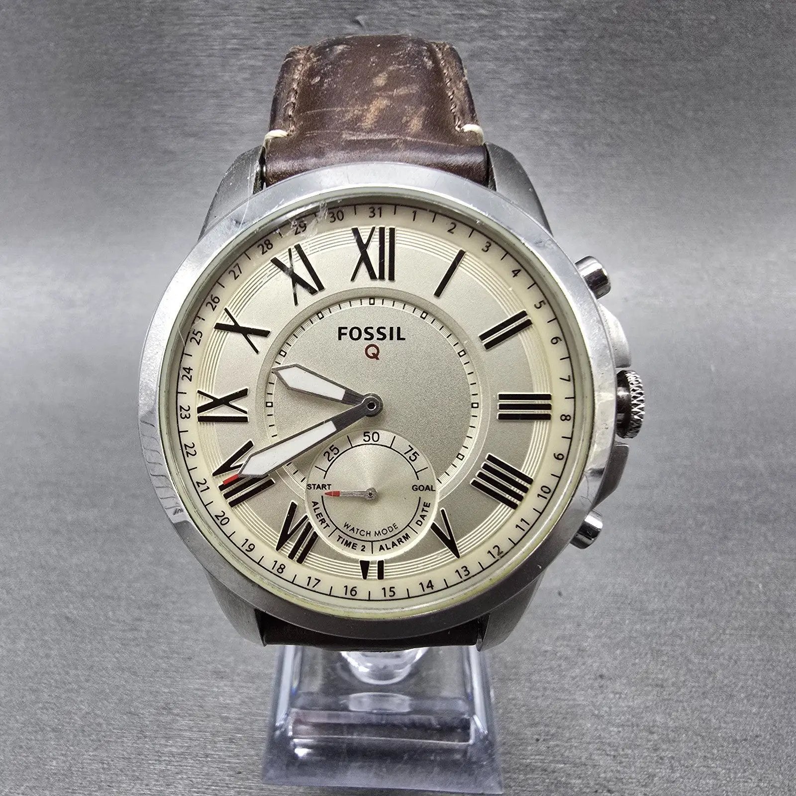 Fossil Q Grant Watch Men 44mm Cream Dial Stainless Steel FTW118 Round New Batt0