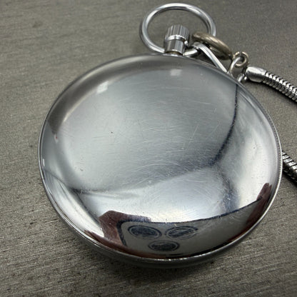 Seiko Precision Pocket Watch Men 50mm White Dial Steel Manual 6110-0010 Runs6
