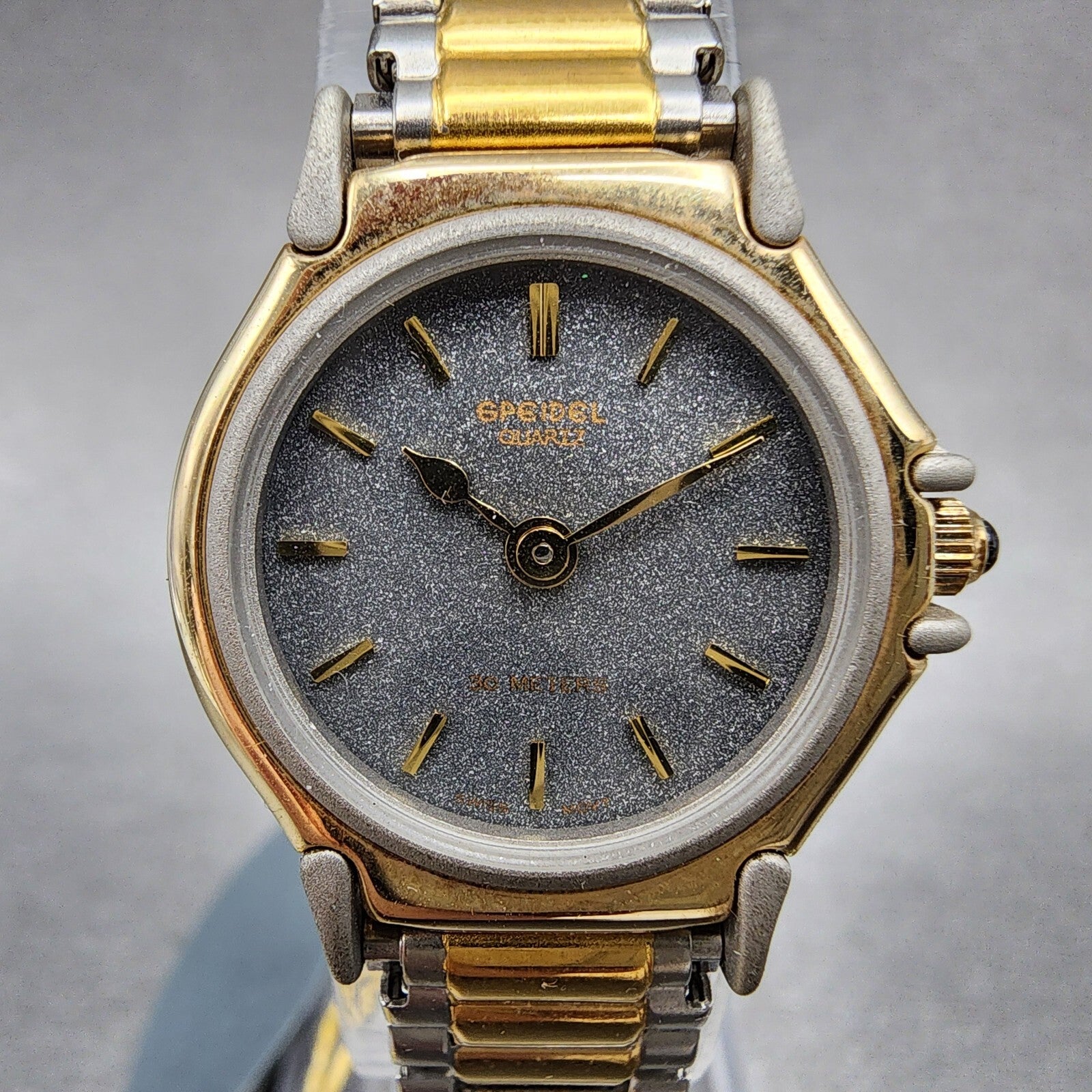 Speidel Watch Women 22mm Gray Dial Two Tone Round New Battery NOS2
