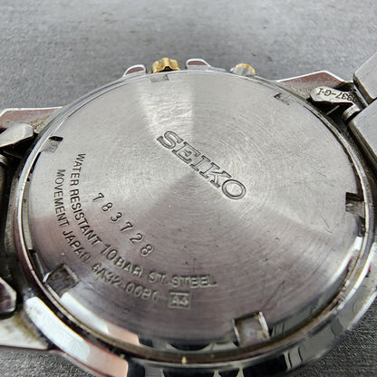 Seiko Perpetual Calendar Watch Men 39mm Blue Dial two Tone Date 6a3200b0 NewBat9
