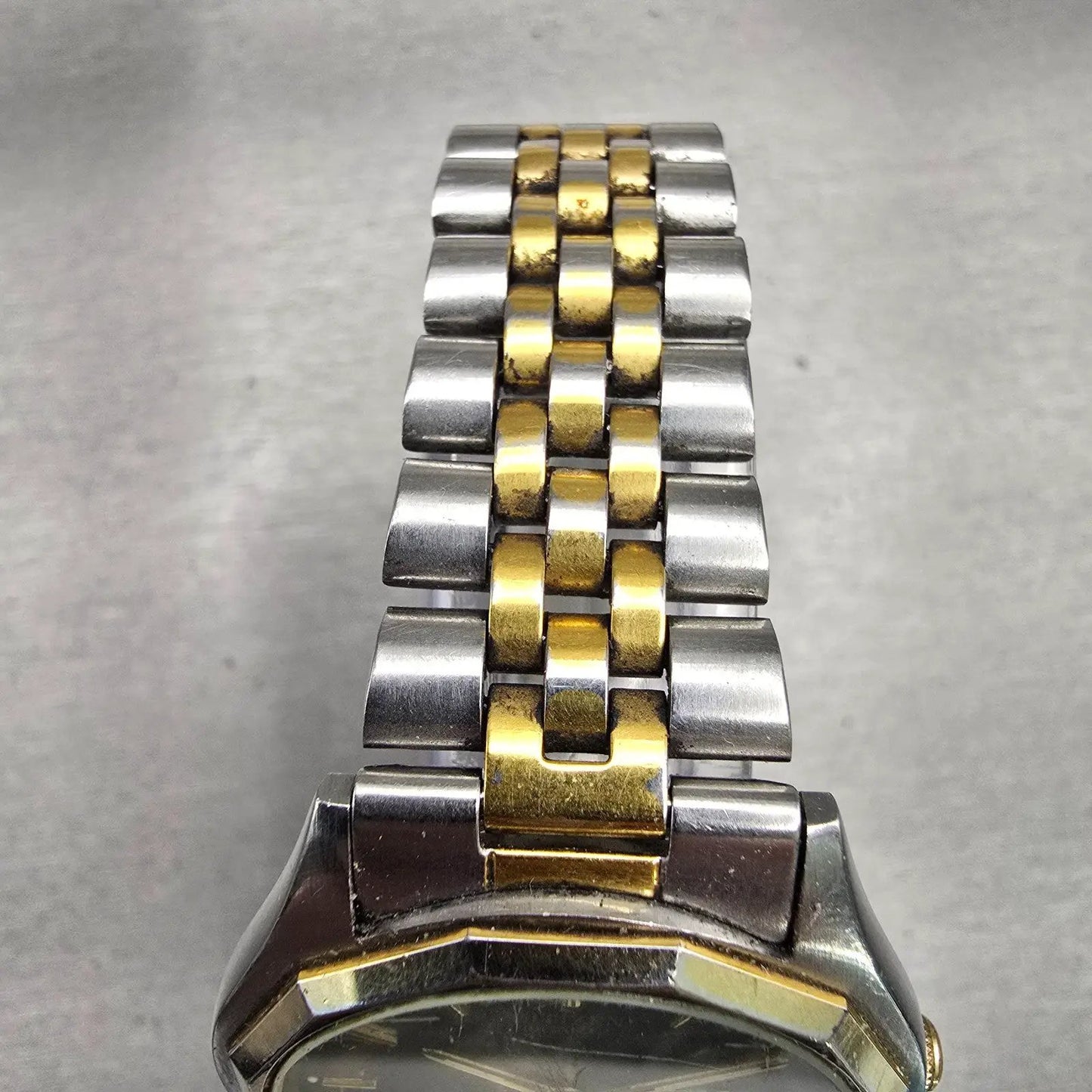 Citizen CQ Watch Men 35mm Gray Dial Two Tone Daydate Round 6100-S17276 New Batt4