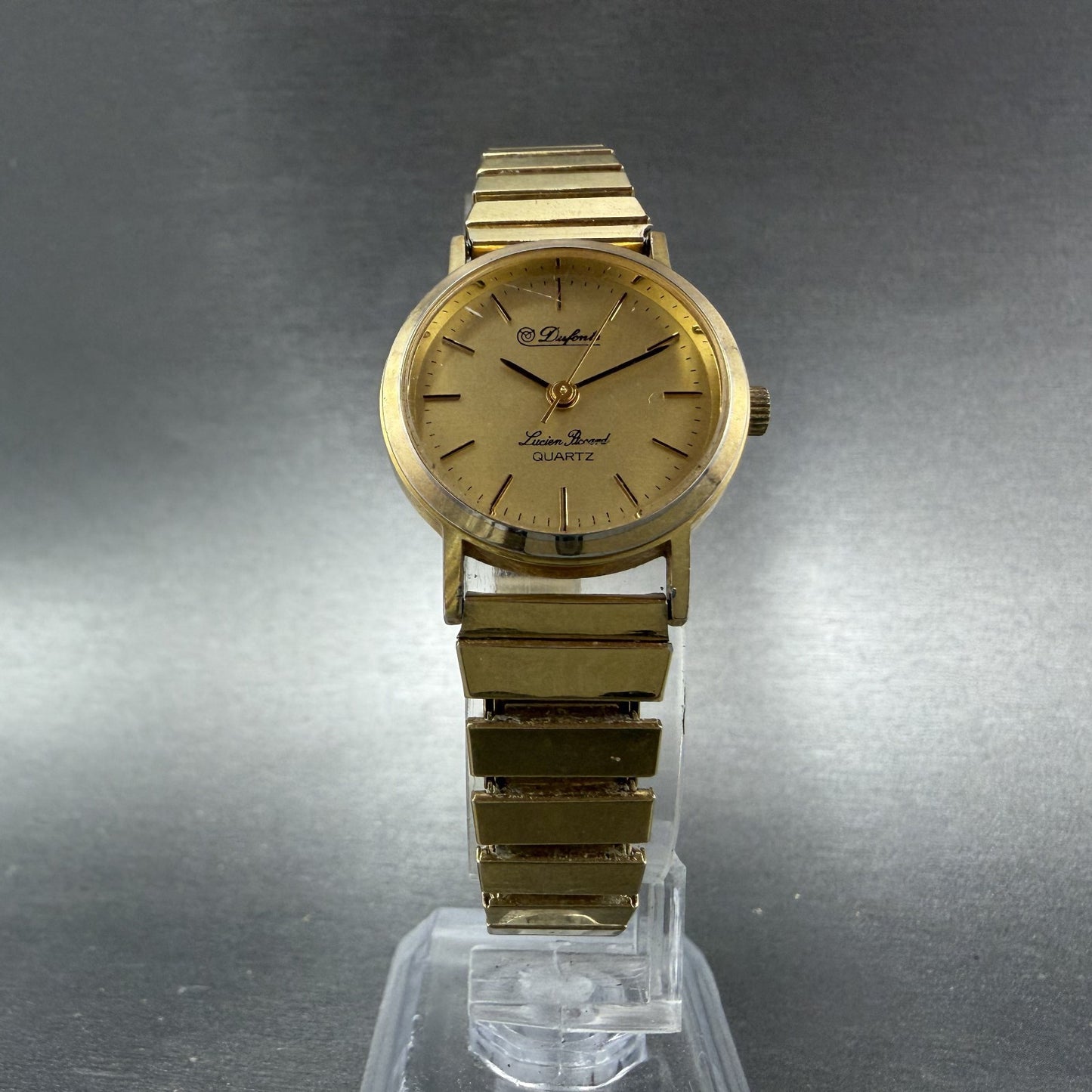 Lucien Piccard Dufonte Watch Women 24mm Gold Dial Gold Tone Round New Battery5
