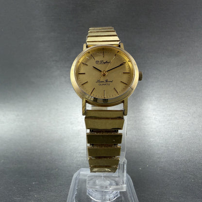 Lucien Piccard Dufonte Watch Women 24mm Gold Dial Gold Tone Round New Battery5