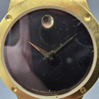 Movado Museum Watch Men 32mm Black Dial Gold Round 88.A2.876 PARTS Vintage2
