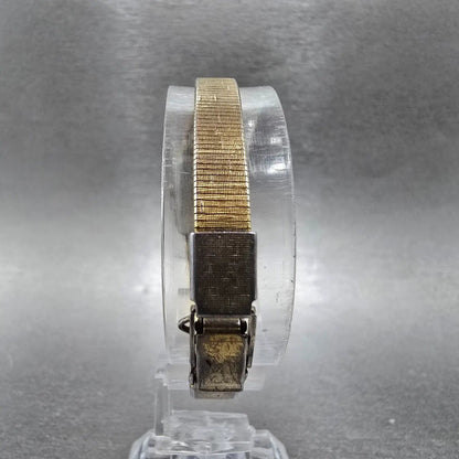 Seiko Tank Watch Women 14mm Gold Dial Gold Rectangle 1320-5770 New Battery VTG7
