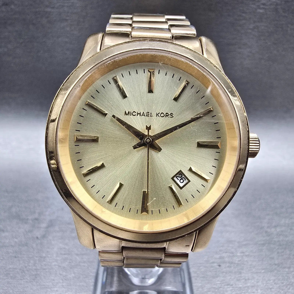 Michael Kors Jet Set Watch Women 38mm Gold Champagne Dial Gold MK5160 New Batt1