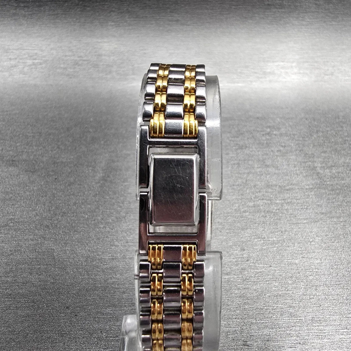 Seiko Tank Watch Women 17mm White Dial Two Tone Rectangle V401-5129 New Battery7