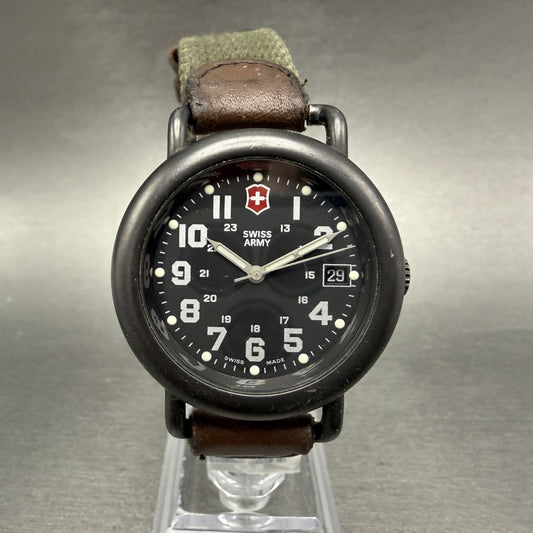 Victorinox Swiss Army Calvary Watch Men 37mm Black Dial Black Tone Date PARTS0