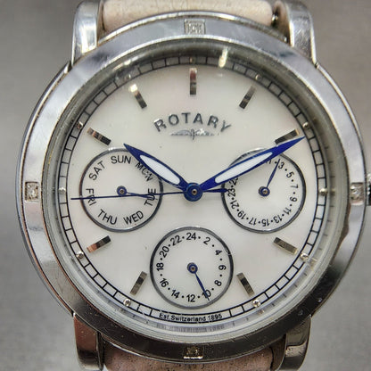 Rotary Rocks Watch Women 35mm MOP Dial Steel Daydate Round Diamond New Battery1