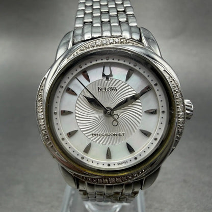 Bulova Precisionist Watch Women 31mm MOP Dial Silver Tone 96R153 New Battery0