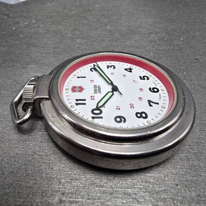 Victorinox Swiss Army Pocket Watch Men 48mm White Dial Silver Tone Round PARTS4