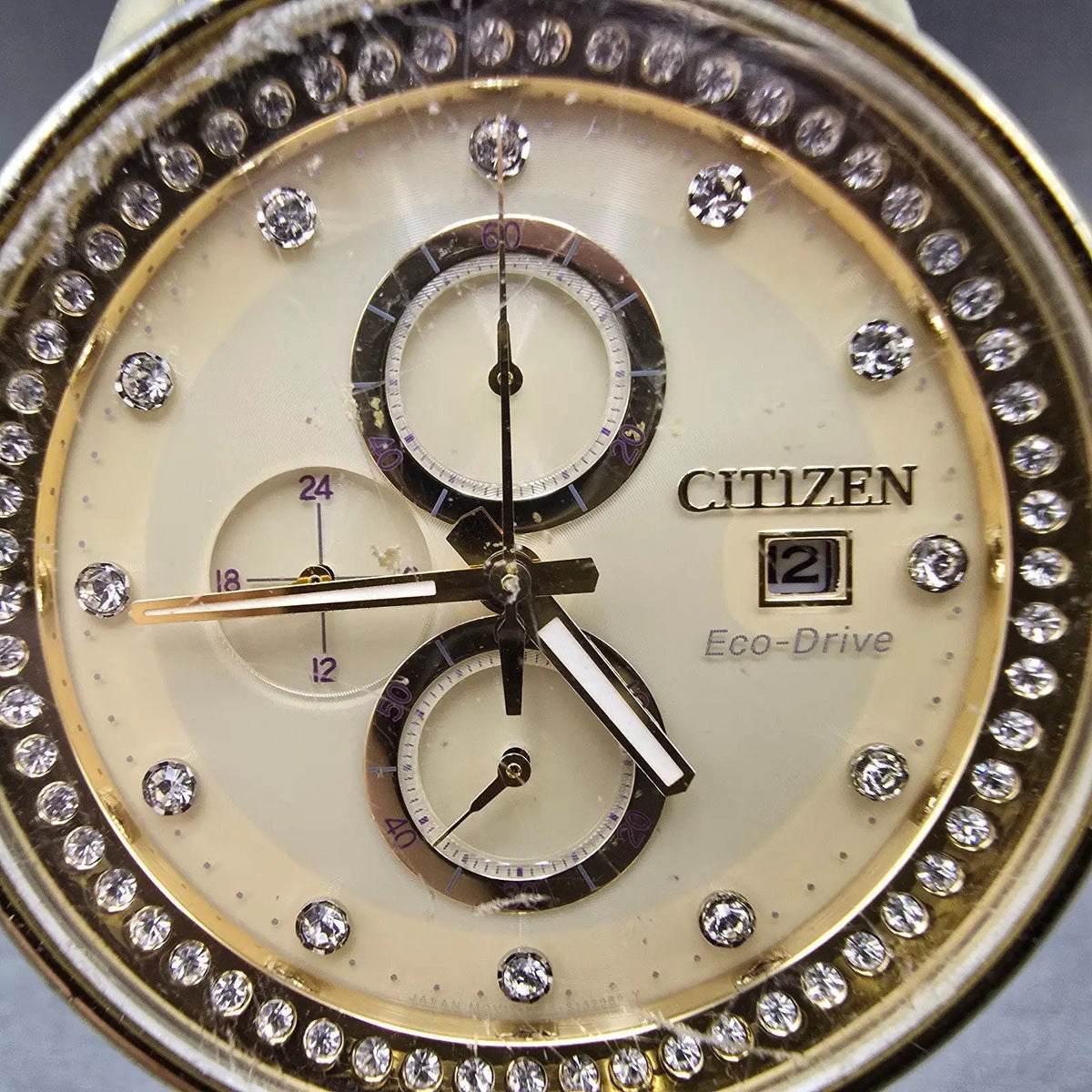 Citizen Eco-Drive Nighthawk Chronograph Watch Men 43mm Gold FB3002-53P PARTS2