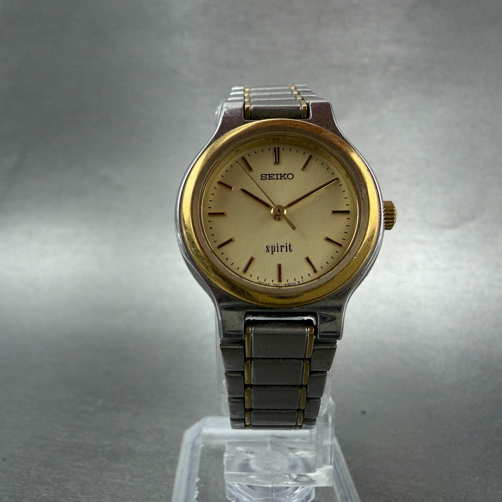 Seiko Spirit Watch Women 25mm Champagne Dial Two Tone Round 7N01-6A80 New Batter5