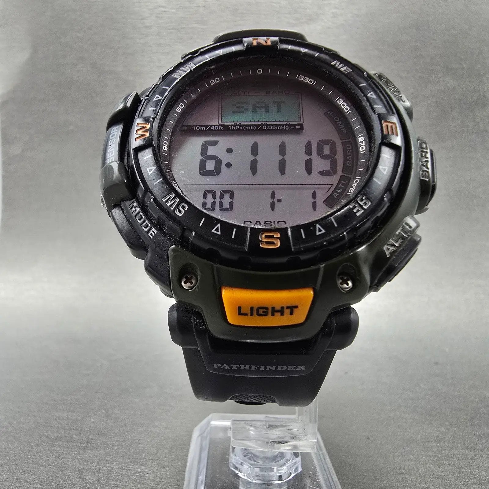 Casio Pathfinder PAG-40 Watch Men 53mm Digital Black Triple Sensor New battery P5