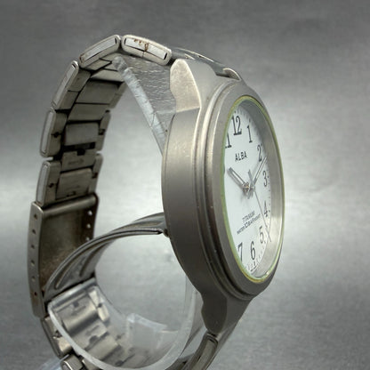 Seiko Alba Watch Men 35mm White Dial Titanium Round V501-0DN0 New Battery VTG VT3