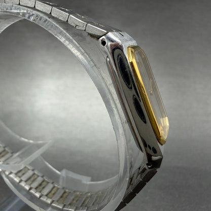 Seiko Tank Watch Women 14mm Silver Dial Two Tone 1320-6029 Rectangle New Batt HJ3