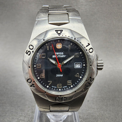 Swiss Military Dive Watch Women 31mm Blue Dial Silver Tone date Round New Batt0