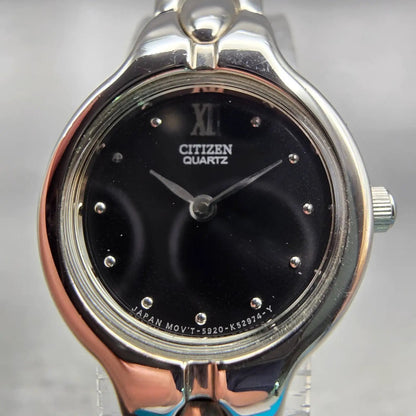Citizen Watch Women 20mm Black Dial Silver Tone Round 5920-K17501 New Battery1