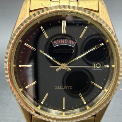 Seiko President Watch Men 36mm Black Dial Gold Tone 7n43-8111 READ!!!!!!! NewBat1