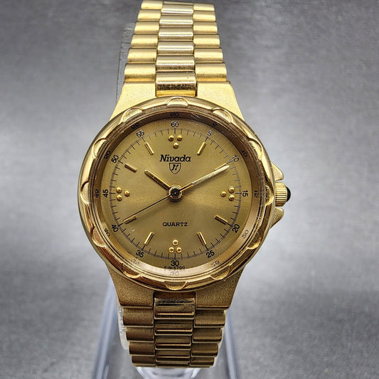 Nivada Watch Women 23mm Gold Dial Gold Tone Round N5700 PARTS0