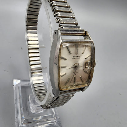 Vintage Seiko Matic lady Watch women Silver Tone White Dial Date21 Jewels Works