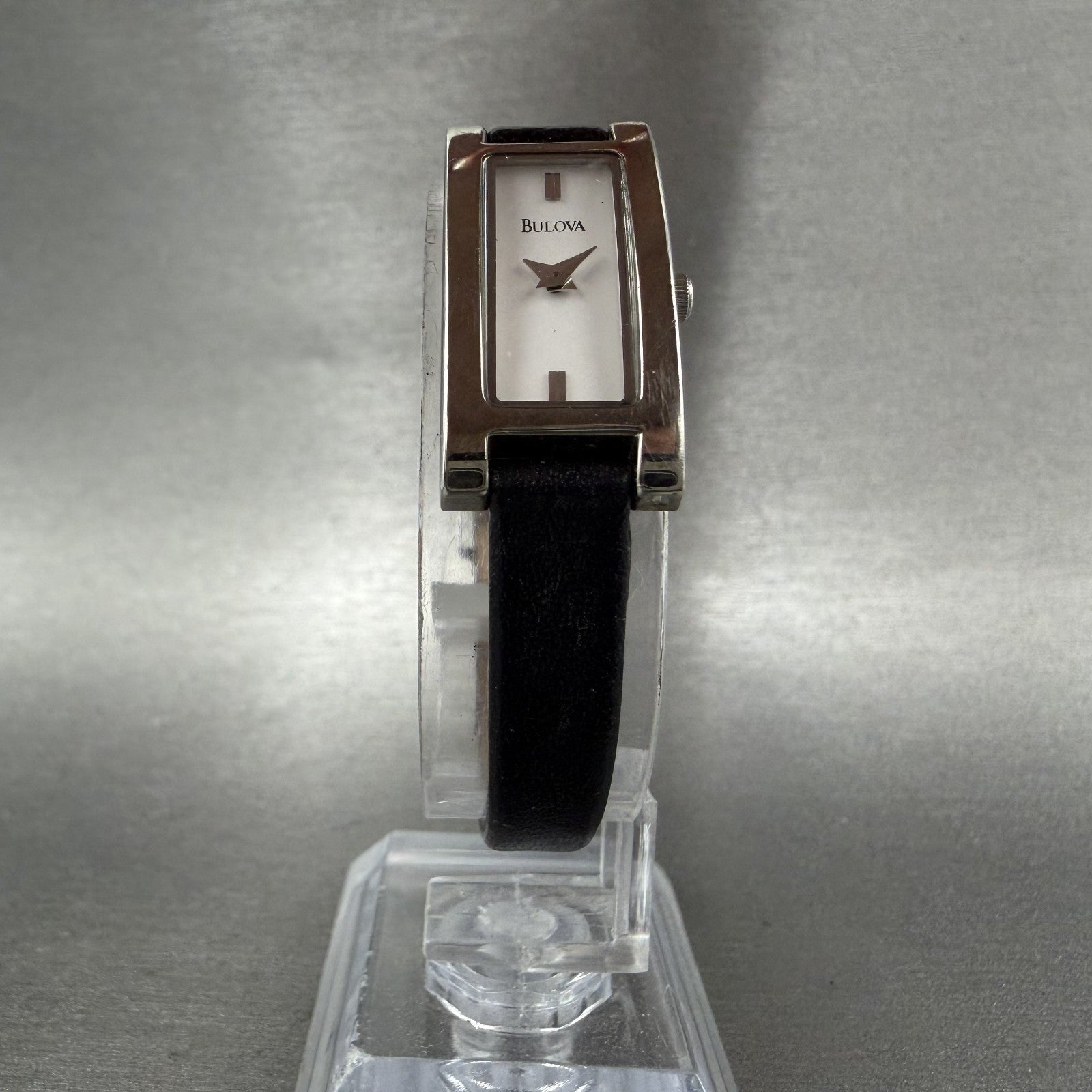 Bulova Tank Watch Women 14mm White Dial Silver Tone Rectangle 96L48 New Battery5