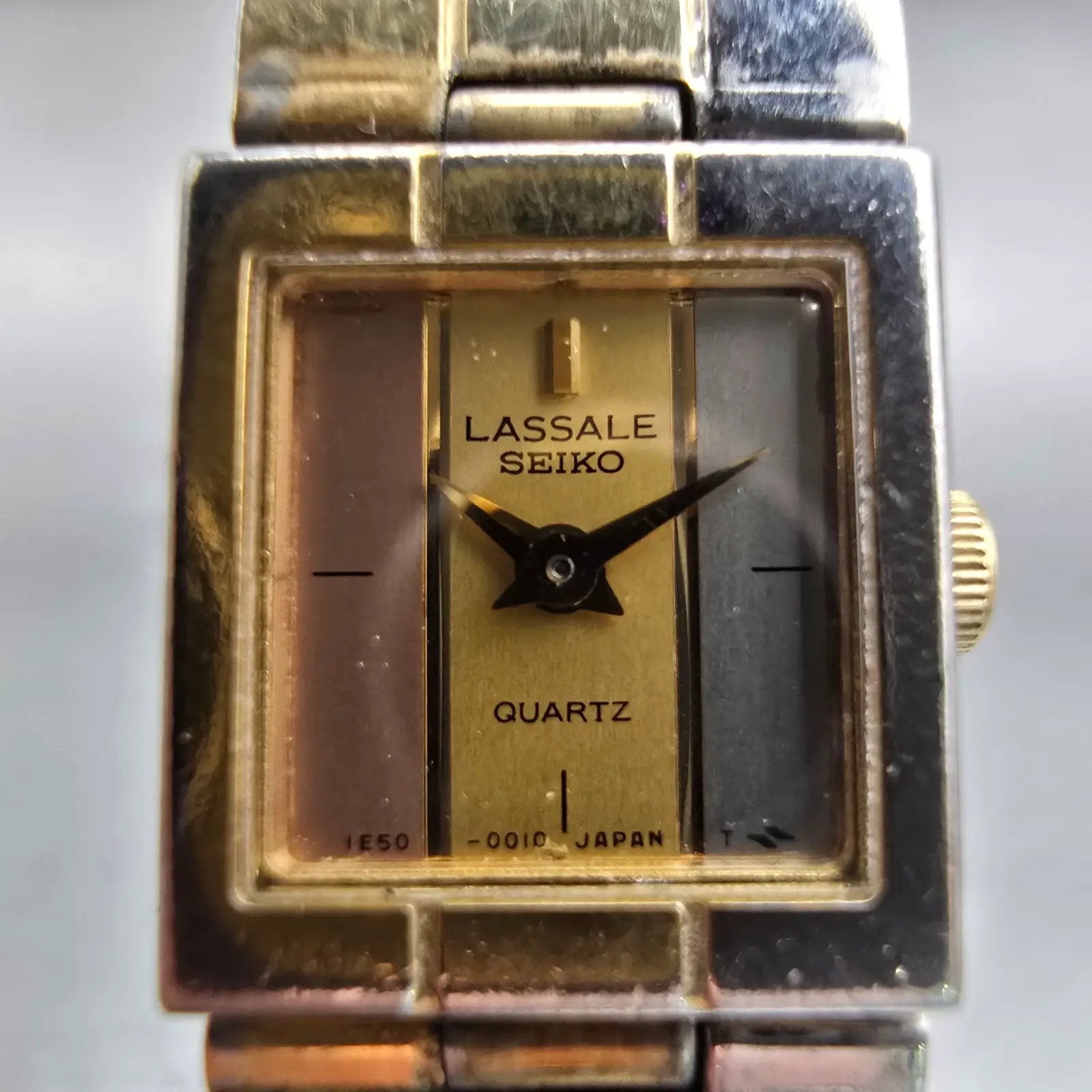 Seiko Lassale Watch Women 13mm Multi Tone Rectangle 1E50-5009 Vintage New Batt1