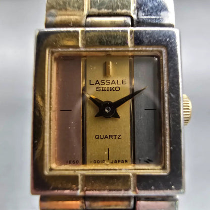 Seiko Lassale Watch Women 13mm Multi Tone Rectangle 1E50-5009 Vintage New Batt1