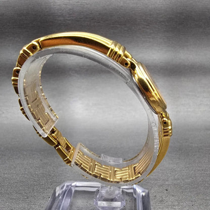 Seiko Watch Women 21mm Champagne Dial Gold Tone Round V400-1229 New Battery VTG8