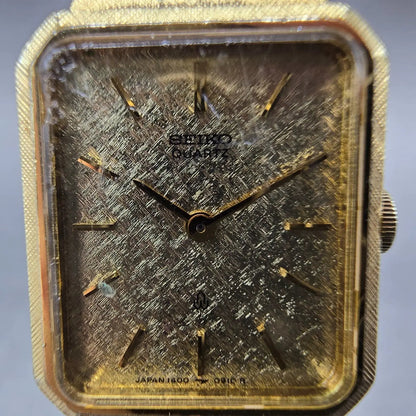 Seiko Tank Watch Women 17mm Champagne Dial Gold Rectangle 1400-5540 New Battery1