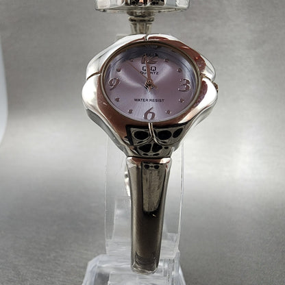 Citizen Q&Q Flower Watch Women 25mm Silver Dial Silver Tone Bangle New Battery