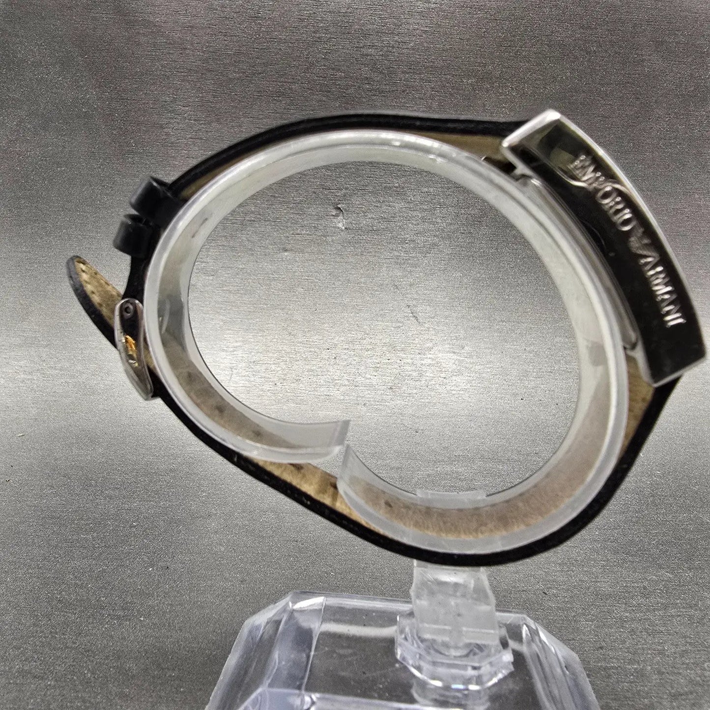 Emporio Armani Tank Watch Women 20mm Black Dial Steel Date AR-0122 New Battery8