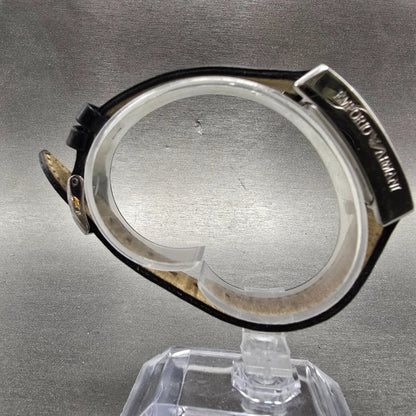 Emporio Armani Tank Watch Women 20mm Black Dial Steel Date AR-0122 New Battery8