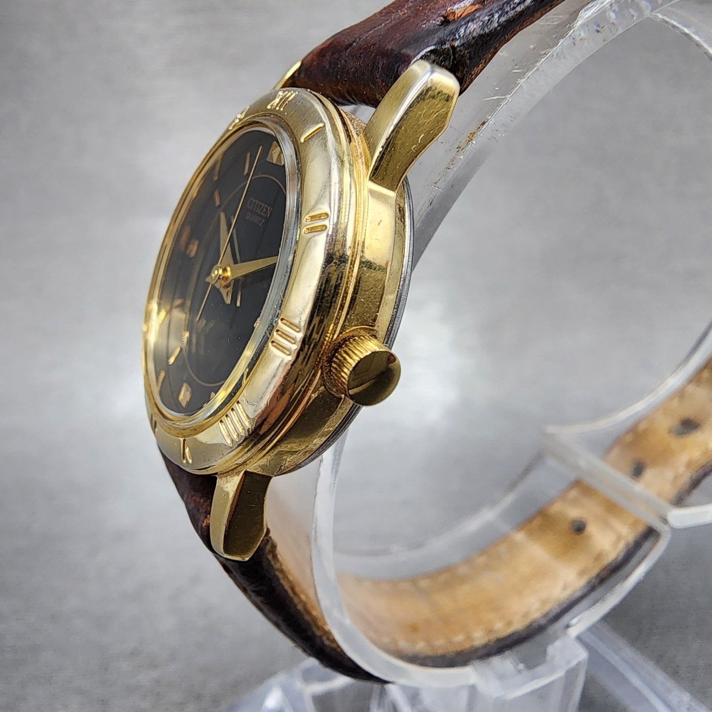 Citizen Watch Women 24mm Black Dial Gold Tone Date 6010K06878 New Battery2