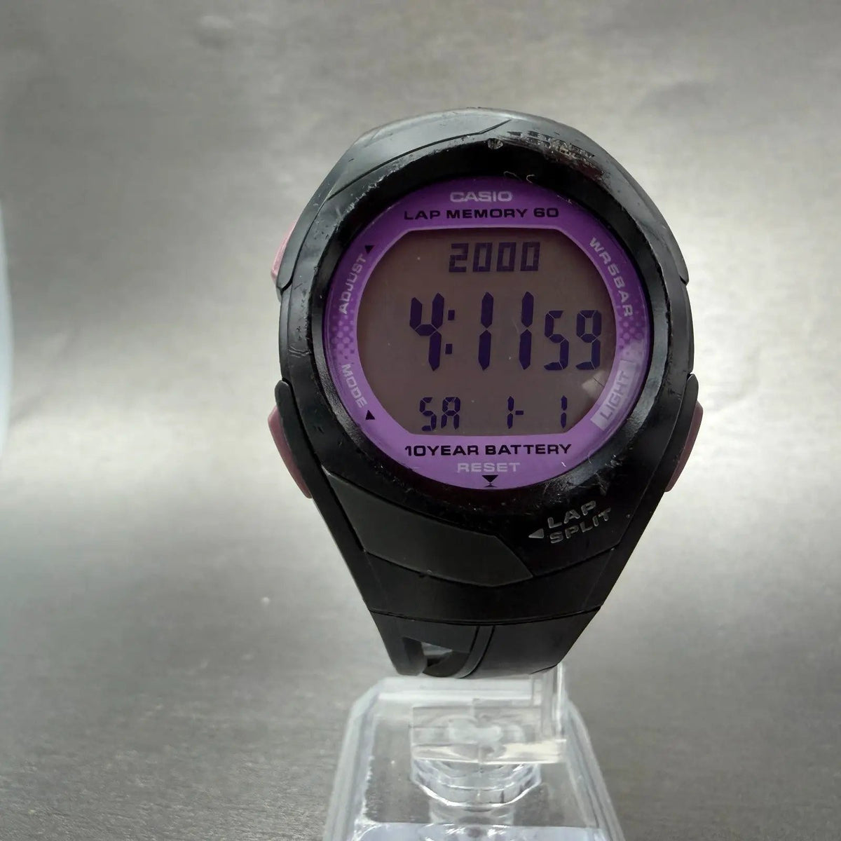Casio PHYS STR-300 Watch Women 36mm Digital Black Purple Alarm Chrono New Batt F5