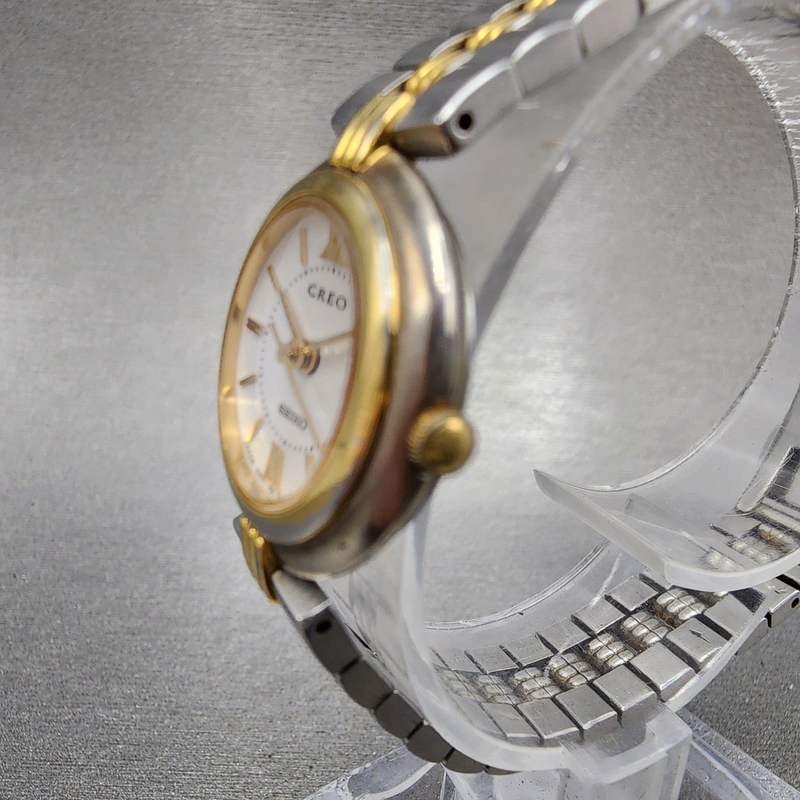 Seiko Creo Watch Women 23mm White Dial Two Tone 4n210140 New Battery2
