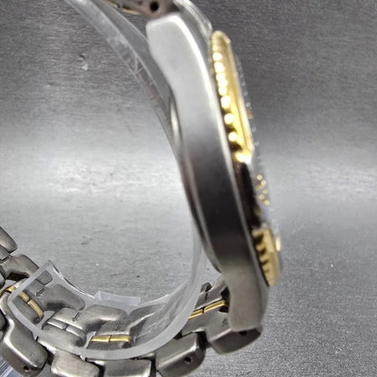 Seiko Pulsar Solar Dive Watch Men 38mm Gray Dial TwoTone Titanium V145-0C20 Runs3