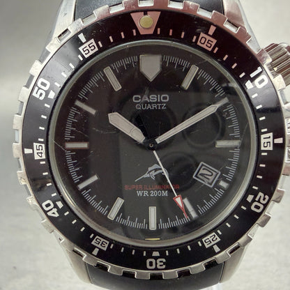 Casio Super Illuminator Dive Watch Men 43mm Black Dial Steel Date Round NewBatt41