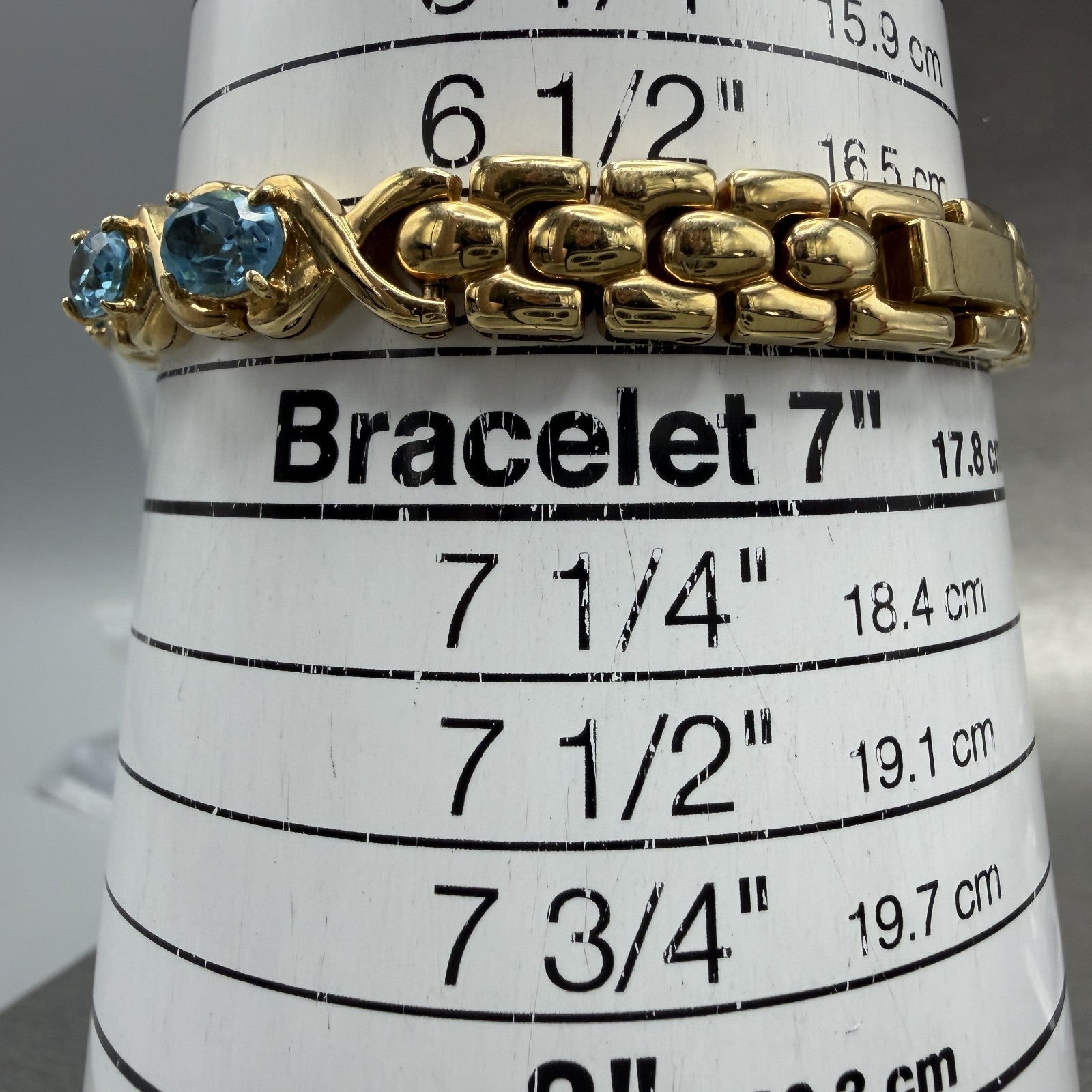 Jules Jurgenson Watch Women 19mm Cream Dial Gold Tone Oval Blue Topaz New Batt10