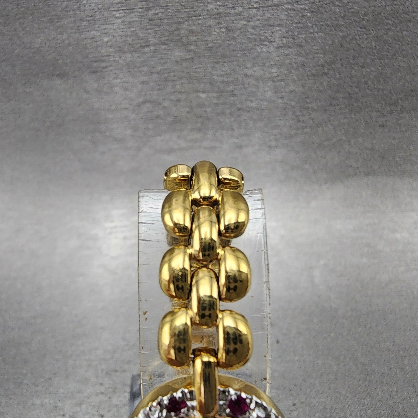 Valentino Moradei Aurora Watch Women 20mm Silver Dial Gold Tone Ruby Bezel Runs4