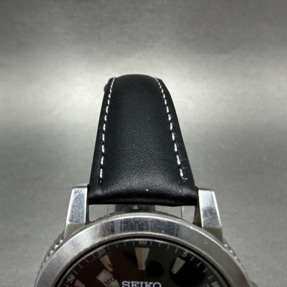 Seiko Watch Men 39mm Black Dial Silver Tone Daydate 24 Hour 5Y66-0AA0 NewBattery5