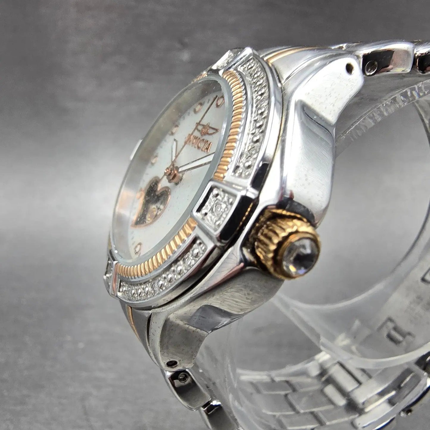 Invicta Automatic Heart Watch Women 33mm MOP Dial Two Tone Round 0287 Runs2