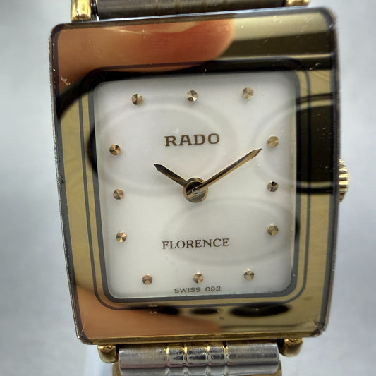 Rado Florence Tank Watch Women 18mm MOP Dial Gold Tone 153.3606.2 New Battery1