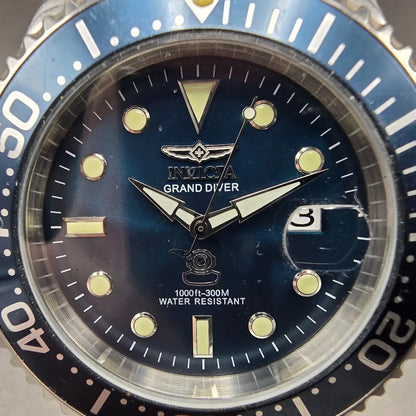 Invicta Grand Diver Automatic Watch Men 46mm Blue Dial Steel Date 18160 Round1