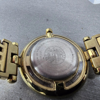 Citizen Eco-Drive Stiletto Watch Women 28mm MOP Dial Gold Round EG3082-50D Runs9