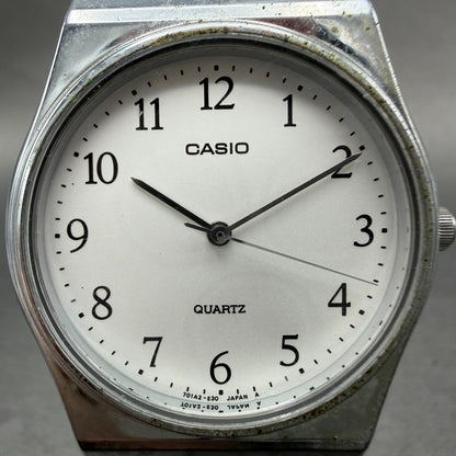 Casio MQ-336 Watch Men 33mm White Dial Silver Tone Round New Battery Vintage OPI1